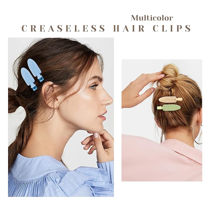 10 Pcs Creaseless No Crease No Bend Flat Hair Clips For Styling Non Slip Makeup Clips For Women Salon Hairstyle,Yellow Purple Beige Blue Green