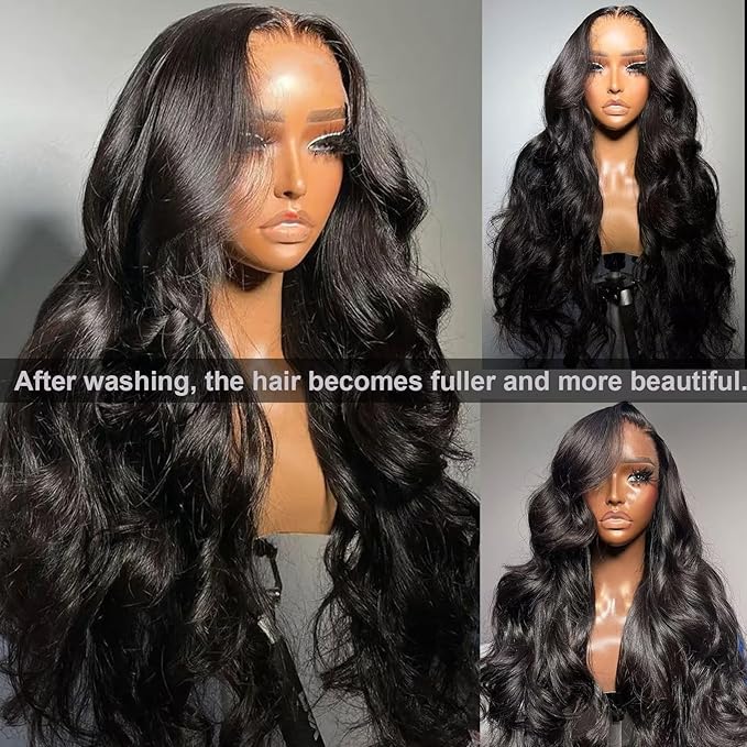 Lemoda Full 13x4 Body Wave Lace Frontal Virgin Human Hair Wigs 210% Density Top 15A HD Transparent Lace Frontal Wig Unprocessed Human Hair Wigs Pre Plucked Natural Hairline 18Inch