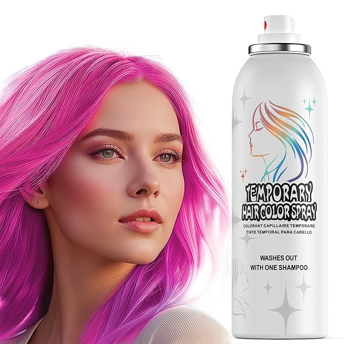 Temporary Hair Color Spray | 150ml Instant Hair Spray for Adults & Kids | Washable & Non-Sticky, Gentle Formula, Pink | Halloween, Cosplay, Costume Party, Festivals