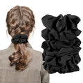 6Pcs Scrunchies for Women, Premium Satin Hair Scrunchies Sleep, Scrunchies For All Hair Types and Textures, Girls Ponytail Holders Hair Accessories -Black (Black)