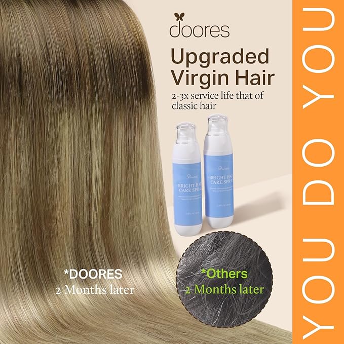 DOORES Human Hair Extensions Clip Ins, Chocolate Dip Color Melt 18 Inch 7pcs 120g, Clip in Hair Extensions Remy Natural Hair Extensions Thick Silky Straight Hair