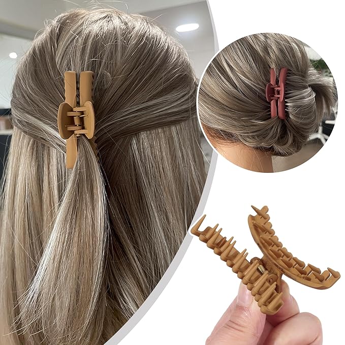Hold Everything Claw Clip for Thick and Thin Hair - Big Barrettes for Women and Girls With Straight, Wavy, and Curly Hair - Strong Hold With 52 Teeth Banana Clips (4-Color & 2-Size)