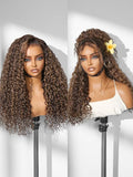 LUVME HAIR 7x6 HD Lace All-Day Comfort Wig PartingMax Lace Wigs Water Wave Curly Lace Front Wigs Human Hair Pre Cut Plucked Lace Frontal Glueless 22 Inches Hlighlight Color