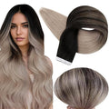 Full Shine Tape in Hair Extensions Color 1B/18 Ombre Black To Blonde Double Sided Tapes Hair Extensions 20Pcs 50G Remy Tape in Extensions Human Hair 14Inch Straight Skin Weft Hair Extension for Women