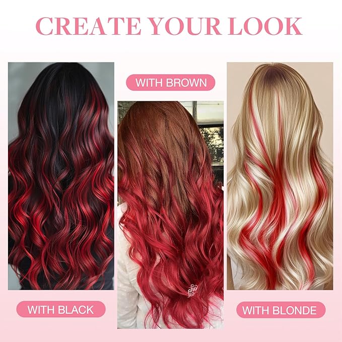 GOO GOO Tape in Hair Extensions Human Hair, Red, 12inch 20g 10pcs, Colored Tape ins Human Hair Extensions, Silky&Soft Invisible, Hair Highlighted for Party
