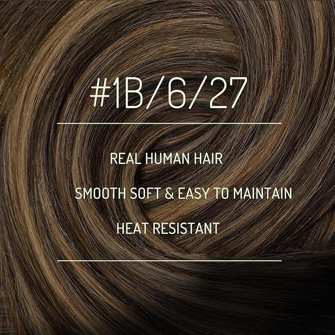 RUNATURE Balayage Clip in Hair Extensions Real Human Hair, Remy Hair Extensions Clip Ins, Short Human Hair Clip in Extensions, 12 Inch 70g 7pcs #1B/6/27 Black Rooted to Brown Highlight Honey Blonde