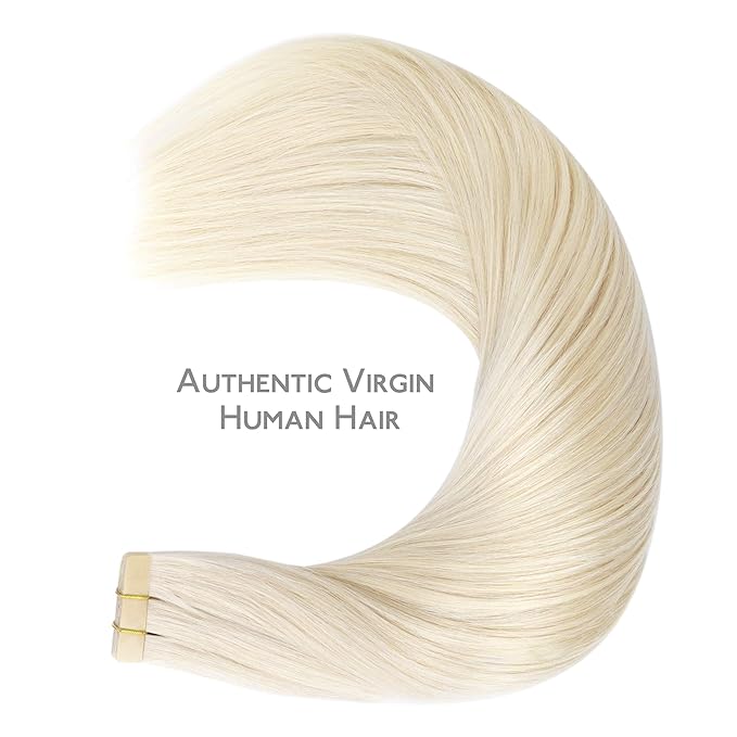 WENNALIFE Tape in Hair Extensions Human Hair, 20pcs 40g 12 inch Platinum Blonde Remy Hair Extensions for Women Tape Ins Straight Extensiones De Cabello Humano Skin Weft