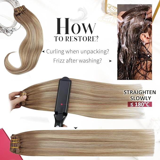 Moresoo Light Brown Balayage Clip in Hair Extensions Human Hair Remy Light Brown to Medium Blonde Ombre Clip in Extensions for Short Thin Hair Straight 80g/5pcs 12inch