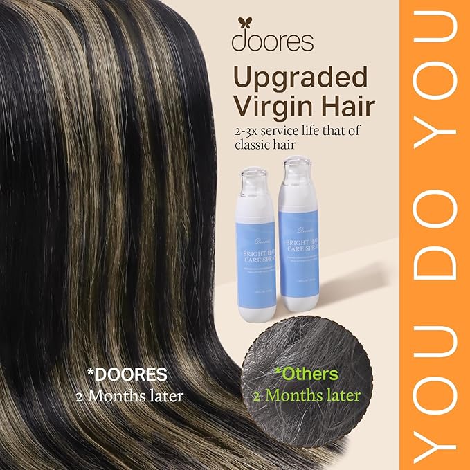 DOORES Hair Extensions Clip in Human Hair, 80g 5pcs Natural Black 20 Inch Clip in Human Hair Extensions Natural Hair Extensions Straight