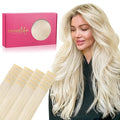 WENNALIFE Tape in Hair Extensions Human Hair, 20pcs 50g 14 inch Platinum Blonde Remy Hair Extensions Straight Human Hair Tape in Extensions Skin Weft Tape Extensions Human Hair