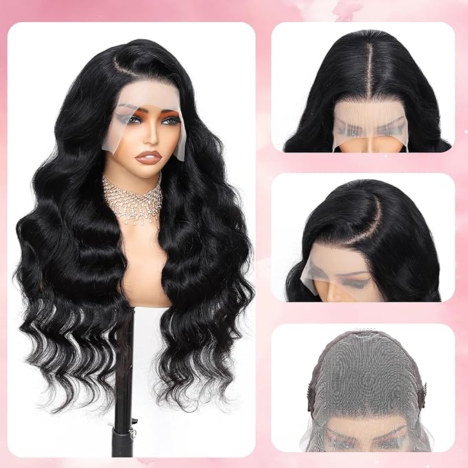 30 Inch Body Wave Lace Front Wigs Human Hair 13x4 HD Transparent Lace Front Wigs for Black Women Glueless Frontal Wigs Human Hair 200 Density Pre Plucked