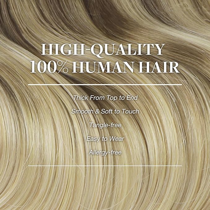 GOO GOO Clip in Hair Extensions Real Human Hair, Remy Human Hair Extensions Clip ins for Women, Natural Human Hair, 22inch 120g 7Pcs, 4/18 Balayage Chocolate Brown Highlighted Dirty Blonde