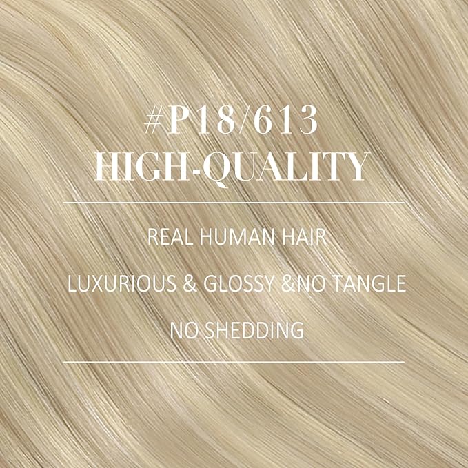 YoungSee 135G Blonde Clip in Human Hair Extensions Highlight Human Hair Clip in Extensions Warm Ash Blond Highlights Bleach Blonde Hair Extensions Clip ins Silky Remy Hair 16Inch 7Pcs