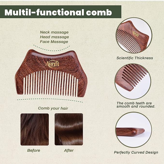 Mini Travel Hair Brush and Comb Set, Christmas Gifts for Mon, Scalp massager Hair Growth, Wooden Detangler Comb, Small Curly Hair Wet Brush for Women Girls Kids, Facial Massage Gua Sha Tool
