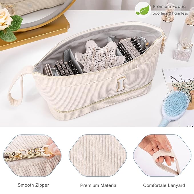 Initial Personalized Hair Dryer Case, Double-Layer Hair Tools Travel Carrying Case for Shark FlexStyle, Dyson Airwrap, and Supersonic Hair Dryer Attachments