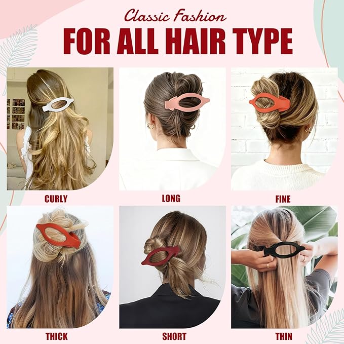 Flat Hair Clips for Women - 6 PCS French Flat Claw Clips Medium Hair Clips for Girls Large Hair Claw Clips for Thick or Thin Hair Strong Hold No Slip Hair Accessories for women (Orange)