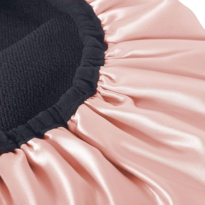 Aquior Shower Cap,Shower Cap for Women Reusable, Triple Layer Waterproof Bath Cap,Silky Satin Outer Layer Terry Lining, Extra Large for Women Long Hair(Champagne)