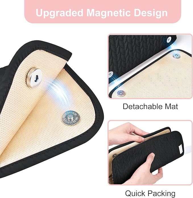 Hair Tools Travel Bag Karsyon Heat Resistant Mat Case Hot Tools Straightener, Curling Iron,Hair Dryers,Haircare Accessories Travel Essentials for Women 2 in 1 Organizer Bags (Black)