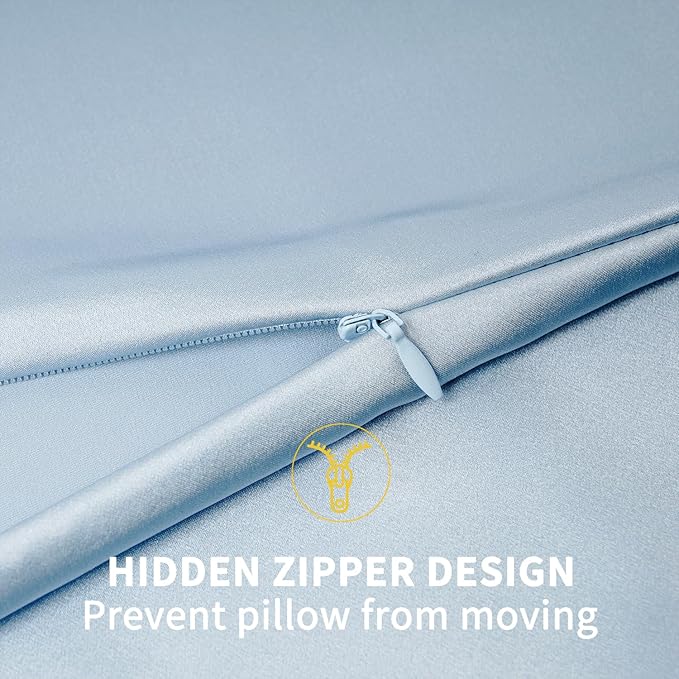ZIMASILK 100% Pure Mulberry Silk Pillowcase for Hair and Skin Health,Soft and Smooth,Both Sides Premium Grade 6A Silk,600 Thread Count,with Hidden Zipper,1pc(Toddler 13''x18'',Light Blue)