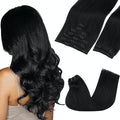 GOO GOO Clip in Hair Extensions Real Human Hair, Remy Human Hair Extensions Clip ins for Women, Natural Human Hair, 24inch 150g 9Pcs, #1 Jet Black
