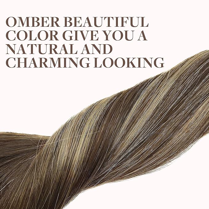 GOO GOO Clip in Hair Extensions Real Human Hair, Remy Human Hair Extensions Clip ins for Women, Natural Human Hair, 16inch 120g 7Pcs, 4/26/4 Balayage Chocolate Brown to Honey Blonde