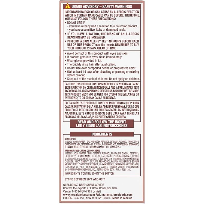 L’Oreal Paris Excellence Universal Nudes Permanent Hair Color, Ammonia Free Hair Dye for Gray Hair Coverage, 4N Natural Dark Brown, 1 Hair Dye Kit