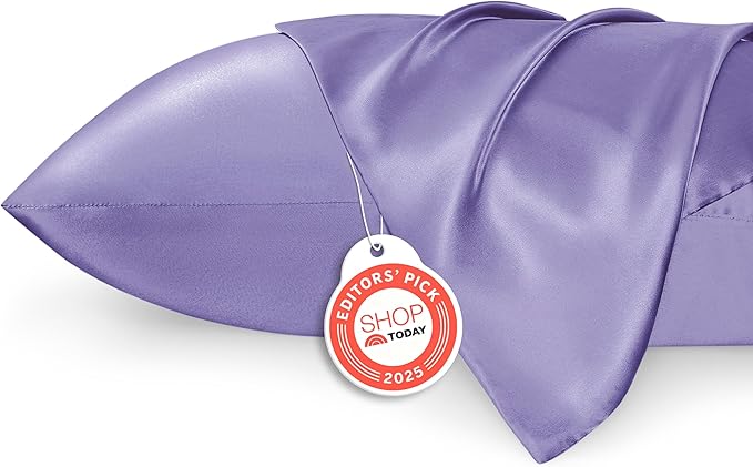 Bedsure Satin Pillowcase 2 Pack Similar to Silk Pillow Cases Standard Size, Pillow Case for Sleeping Women with Envelope Closure, Gifts for Women Men, Lilac, 20x26 Inches, 2pcs