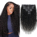 Curly Clip in Extension Human Hair 3C 4A Kinky Curly Clip Ins Full Head for Women Brazilian Remy Human Hair Natural Color 8 Pcs with 18 Clips 120g/Set (22 inch)