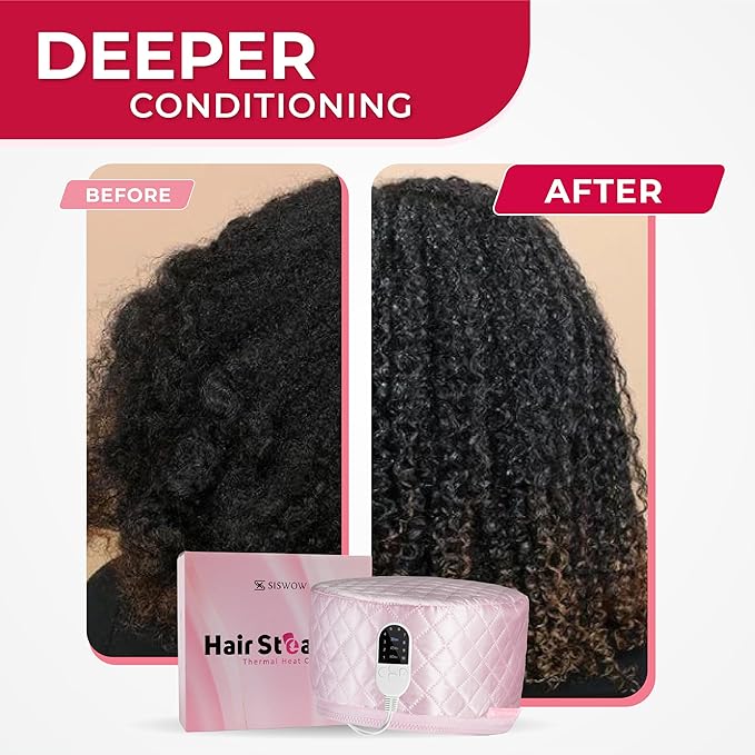 Thermal Steamer Cap for Great Deep Conditioning With 10-level Heat for Natural Black Hair