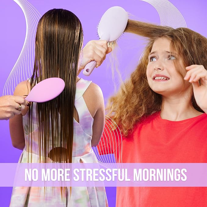 SimplyHair Ultimate Hair Extension Brush & Detangler Anti-Static, Dual Bristle Design, Soft Boar Bristle, Great for All Hair Types & Extensions - Pink & Purple Ombre Brush Ideal for Adults & Kids