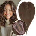 S-noilite Hair Toppers for Women Real Human Hair 3D 360° Cover Clip in 100% Real Human Hair Toppers 3″*4″ Clip in Silk Base 8 inch Natural Brown
