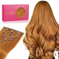 WENNALIFE Clip in Hair Extensions Real Human Hair, 14 Inch 120g 7pcs Clip in Extensions Real Human Hair, Auburn Ginger Human Hair Extensions Remy Human Hair Clip Ins Double Wef