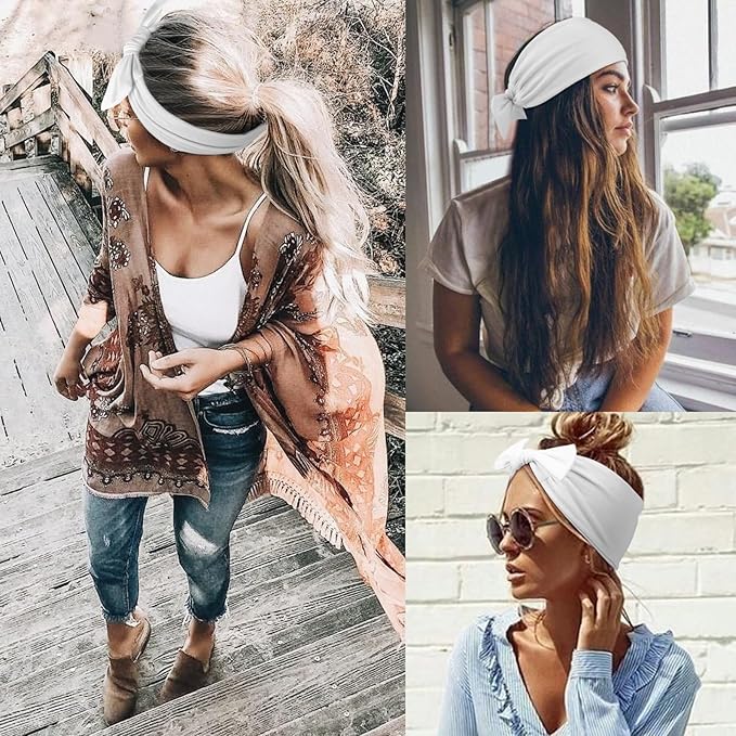 DRESHOW 6 PCS Adjustable Headbands for Women Knotted Headbands Elastic Non-Slip Fashion Hair Bands for Workout Sports Running Yoga