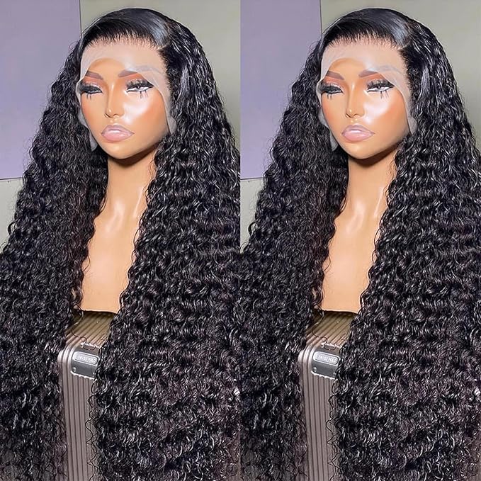 36 Inch HD Lace Front Wigs Human Hair 200% Density 13x4 Deep Wave Lace Front Wigs Human Hair Curly Wigs for Women Glueless Deep Wave Frontal Wigs with Baby Hair Pre Plucked Deep Wave Wig