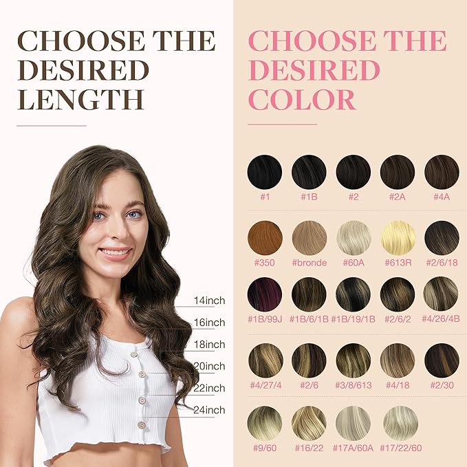 GOO GOO Tape in Hair Extensions Human Hair, 2/6 Dark Brown Highlighted Chestnut Brown, 22inch 50g 20pcs, Thick Ends Straight Seamless, Invisible