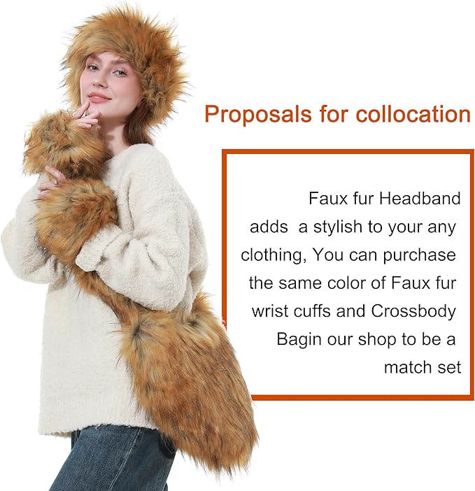 Faux Fur Headband for Women Winter Earwarmer Earmuff with Elastic