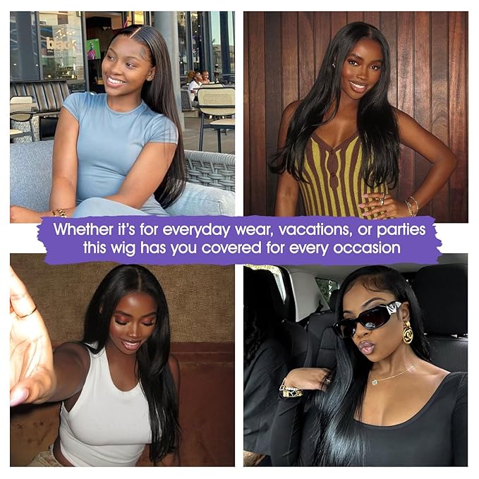 Lemoda 26Inch Full 13x6 SKINLIKE Real HD Lace Frontal Wigs 200% 15A 13x6 Straight Virgin Human Hair Full Lace Frontal Wigs Invisible 0.1mm Ultra-thin Frayed Ends Lace Front Wig Pre Plucked Tiny Knots