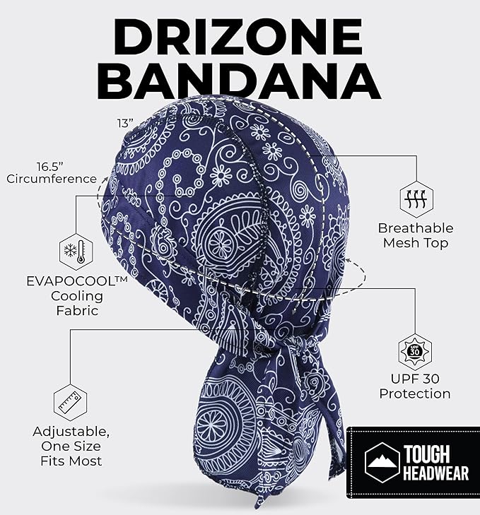 Cooling Helmet Liners - Do Rag Skull Caps for Men - Cooling Head Wraps, Hard Hat Liner - Motorcycle Pirate Bandana