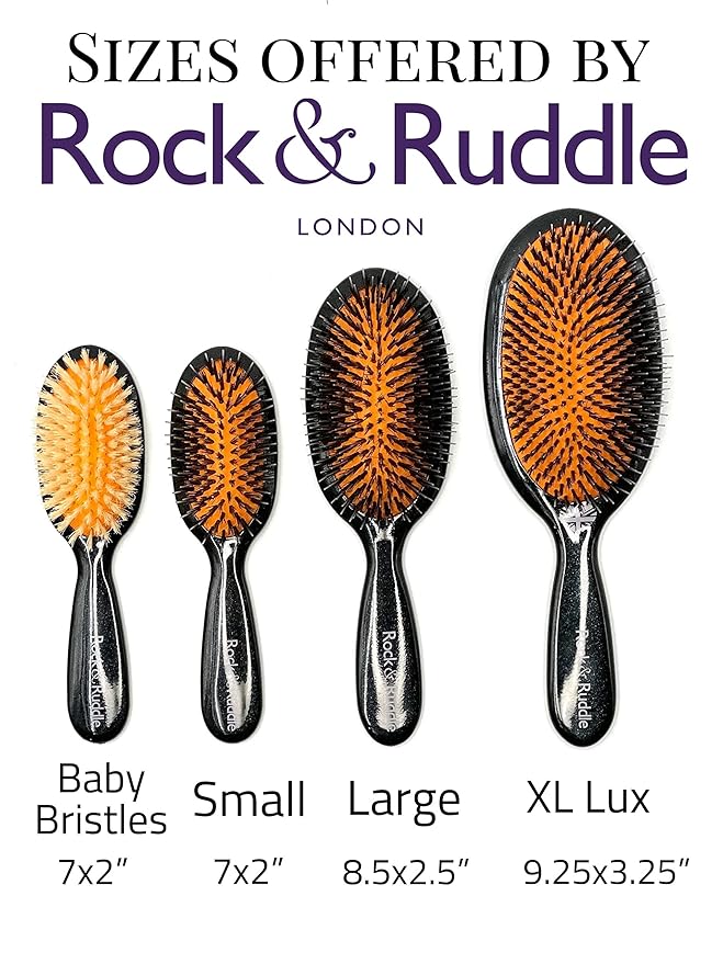 Rock & Ruddle Natural Mixed Bristle Hair Brush for Women & Kids. Perfect for Wet or Dry Hair Detangling, Smoothing and Blowdrying. Brings out a Healthy Shine. Ballet Dancers, Large (21 cm)