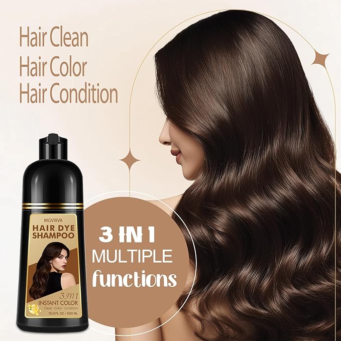 Hair Dye Shampoo 3 in 1, Blonde Brown Hair Dye for Men & Women, Long Lasting Hair Color for Gray Hair Coverage, Easy to Use, Shampoo for Color Treated Hair Dye 16.9 Fl Oz (Blonde brown)