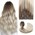 Pro2.0 Clip in Hair Extensions Real Human Hair 120g Thick 7pcs Color #8/60 Ash Brown to Platinum Blonde Remy Real Human Hair Extensions Clip ins 14inch Double Weft（#8/60-14inch）