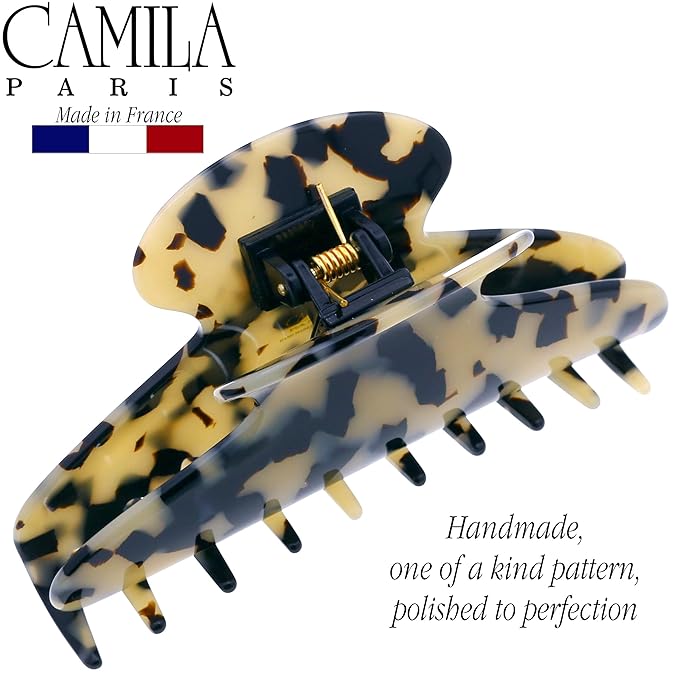 Camila Paris CP3035 French Hair Clip for Women, Handmade, Ivory Tokyo, for Thick Volume Hair, Girls Hair Claw Clips Jaw, Durable Styling Hair Accessories for Women, Strong Hold Grip, Made in France