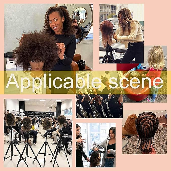 African Mannequin Head with 100% Human Hair Mannequin Head Curly Cosmetology Manican Mannequins Heads with Stand for Display Practice Braiding Styling Training Head Hair Styling