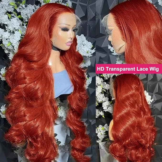 AMIRTY 200% Density Ginger Wig Human Hair 13X4 HD Transparent Lace Front Wigs Human Hair Pre Plucked with Baby Hair Chestnut Brown #33 Human Hair Wigs For Women 24 Inch