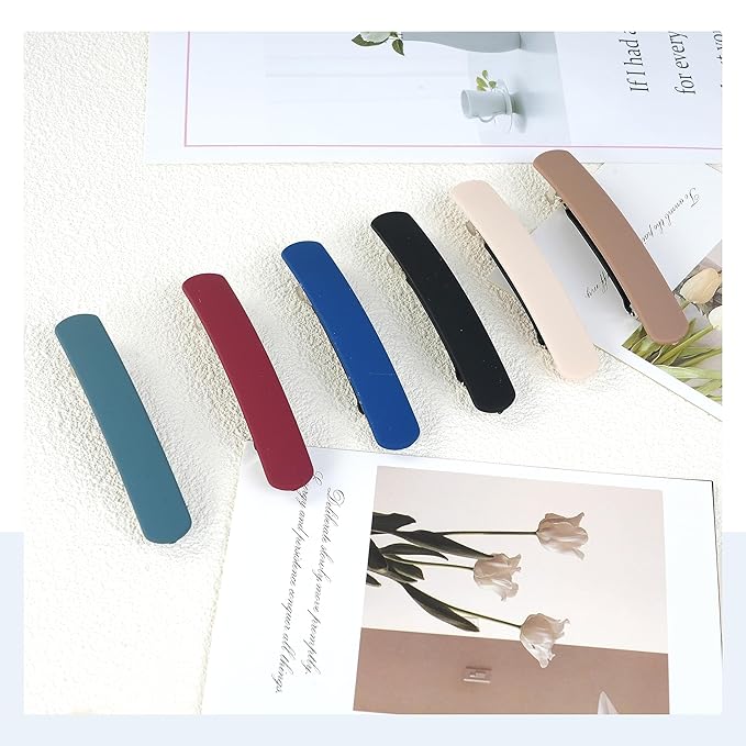 12PCS Hair Barrettes for Women, 6 Colors Thick Medium Hair Barrette Clips, Flat Hair Pins Strong Hold Vintage Hair Clips, French Hair Barrette Clip for Women Girls
