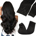 GOO GOO Clip in Hair Extensions Real Human Hair, Remy Human Hair Extensions Clip ins for Women, Natural Human Hair, 14inch 150g 9Pcs, 1B Natural black