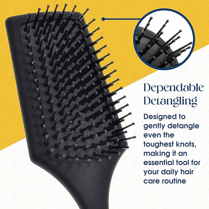 Giorgio Detangling Air Cushion Brush for Men and Women - Small, Ball Tip Tourmaline Bristles, Anti-Static for Hair Styling and Blow Drying