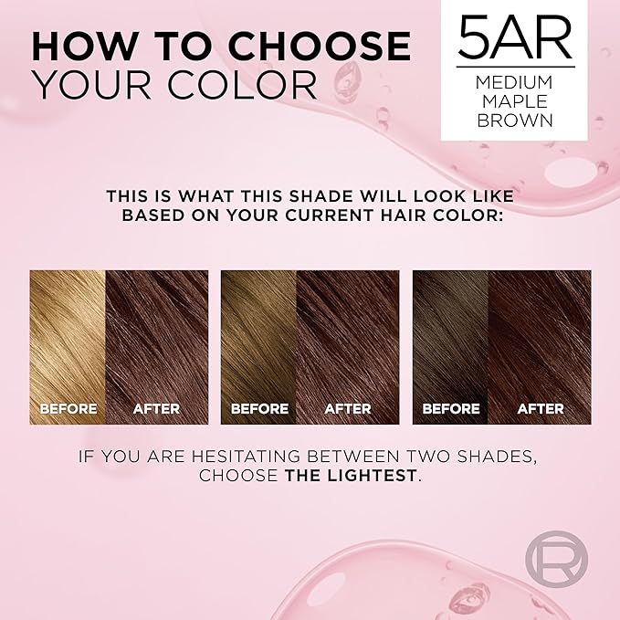 L'Oreal Paris Excellence Crème Permanent Hair Dye, Triple Care Hair Color with Pro-Keratine Complex for 100% Gray Hair Coverage, 5AR Medium Maple Brown, 1 Kit