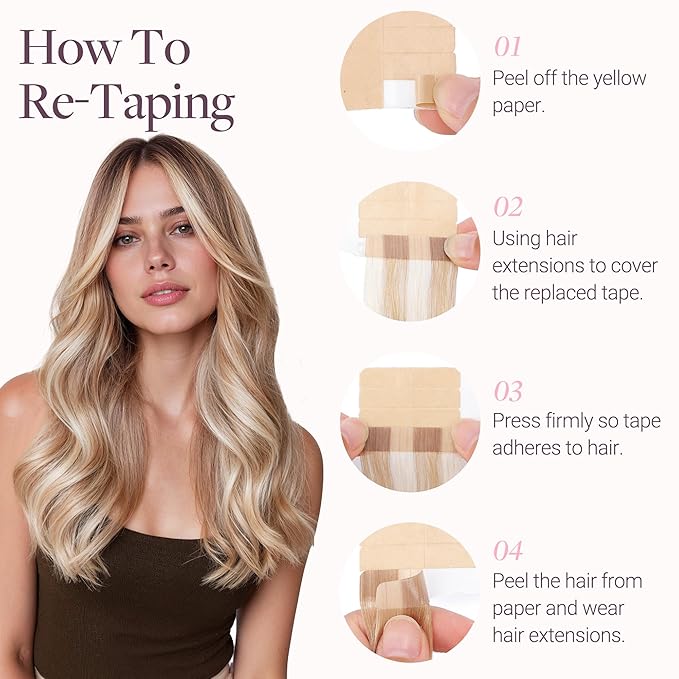 GOO GOO Tape in Hair Extensions Human Hair, #(T12A/18H) P18H Ash Beige Blonde Blend, 22inch 50g 20pcs, Skin Weft Seamless Invisible, Silky Straight with Thick Ends, Remy Human Hair