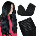 GOO GOO Clip in Hair Extensions Real Human Hair, Remy Human Hair Extensions Clip ins for Women, Natural Human Hair, 20inch 180g 9Pcs, #1 Jet Black